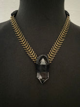 Load image into Gallery viewer, Black Leather & Chain Necklace w/ Quartz (SALE)