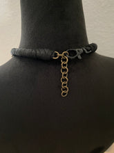 Load image into Gallery viewer, Black Leather & Chain Necklace w/ Quartz (SALE)
