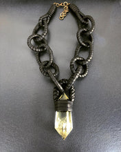 Load image into Gallery viewer, Leather & Citrine Chain Necklace