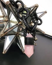 Load image into Gallery viewer, Leather Chain & Rose Quartz Necklace