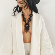 Load image into Gallery viewer, Leather & Smokey Citrine Chain Necklace