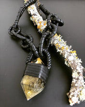 Load image into Gallery viewer, Leather & Smokey Citrine Chain Necklace