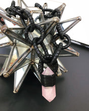 Load image into Gallery viewer, Leather Chain & Rose Quartz Necklace
