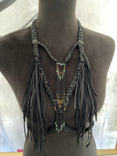 Load image into Gallery viewer, Black Leather Fringe Harness - upcycled (SALE)