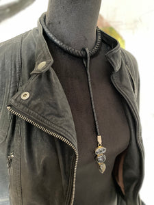 Leather & Pendant Drop Necklace (SALE)