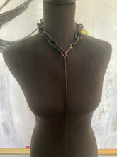 Load image into Gallery viewer, Black Leather Chain Drop Necklace