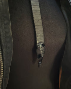 Black Leather & Obsidian Drop Necklace (SALE)