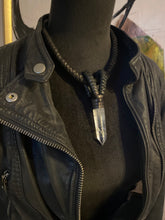 Load image into Gallery viewer, Leather &amp; Crystal Point Necklace