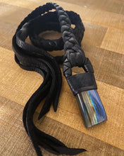 Load image into Gallery viewer, Black Leather &amp; Labradorite Lariat