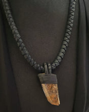 Load image into Gallery viewer, Black Leather &amp; Crystal Necklace