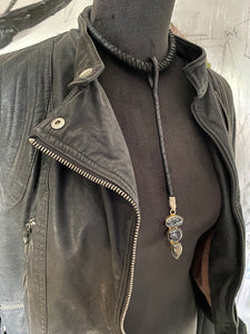 Leather & Pendant Drop Necklace (SALE)