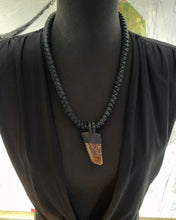 Load image into Gallery viewer, Black Leather &amp; Crystal Necklace