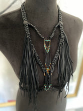 Load image into Gallery viewer, Black Leather Fringe Harness - upcycled (SALE)