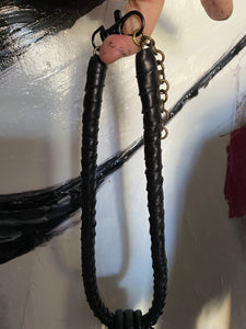 Black Leather Fringe & Amethyst Necklace (SALE)