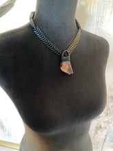 Load image into Gallery viewer, Black &amp; Brass Chain Necklace w/ Rutilated Quartz