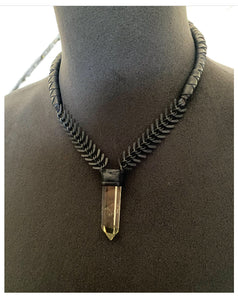 Chain & Citrine Necklace w/ Leather