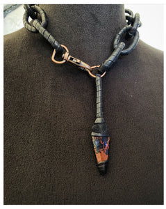 Leather Chain & Mahogany Obsidian Necklace (SALE)