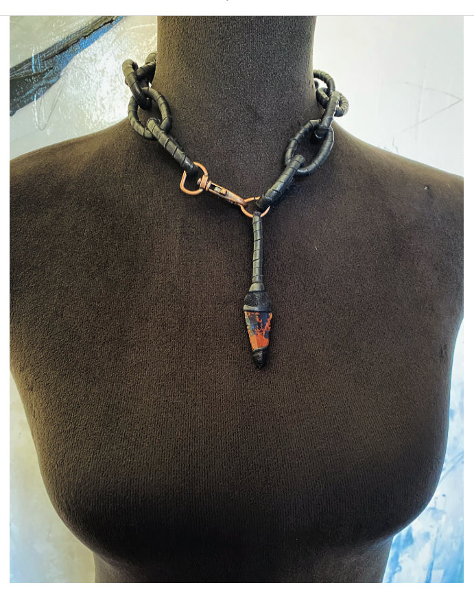 Leather Chain & Mahogany Obsidian Necklace (SALE)