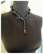Load image into Gallery viewer, Black Leather Chain &amp; Mahogany Obsidian Necklace