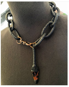 Leather Chain & Mahogany Obsidian Necklace (SALE)