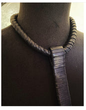 Load image into Gallery viewer, Obsidian &amp; Black Leather Necklace