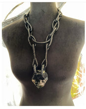 Load image into Gallery viewer, Black Leather Chain &amp; Garden Quartz Necklace