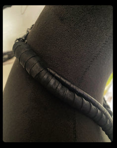 Black Leather & Labradorite Necklace