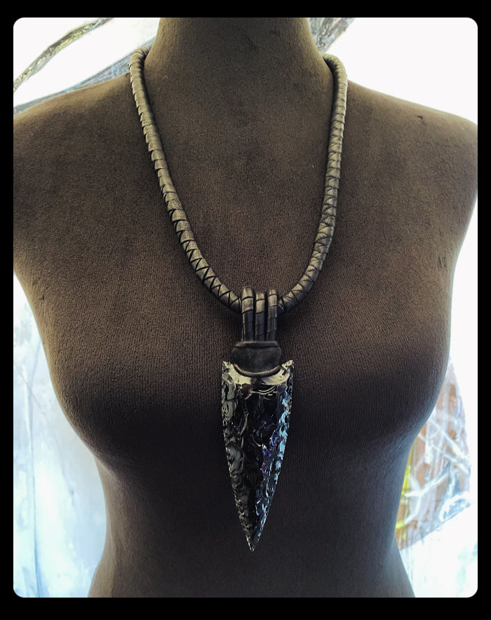 Leather & Obsidian Necklace