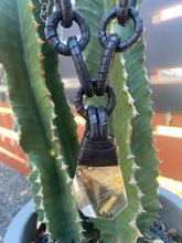 Load image into Gallery viewer, A Black Leather &amp; Rutilated Quartz Necklace