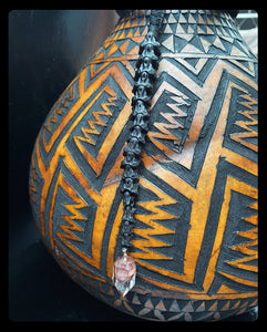 Rattlesnake Vertebrae & Leather Necklace w/ Garden Quartz