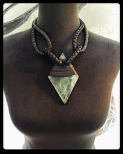 Load image into Gallery viewer, Black Leather &amp; Diamond Fluorite Necklace