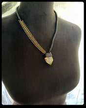 Load image into Gallery viewer, Brass Spine Chain &amp; Rutile Necklace w/ Leather