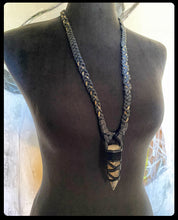 Load image into Gallery viewer, Black Leather &amp; Hematite Tower Necklace (SALE)