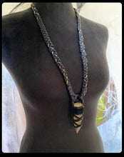 Load image into Gallery viewer, Black Leather &amp; Hematite Tower Necklace (SALE)