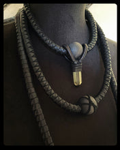 Load image into Gallery viewer, Leather &amp; Citrine Tiered Necklace w/ Beads