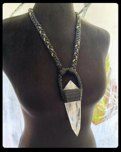 Braided Leather & Epic Crystal Necklace