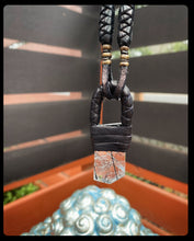 Load image into Gallery viewer, Black Leather &amp; Rutilated Quartz Necklace