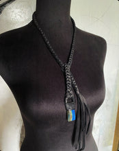 Load image into Gallery viewer, Black Leather &amp; Labradorite Lariat