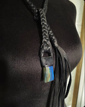 Load image into Gallery viewer, Black Leather &amp; Labradorite Lariat