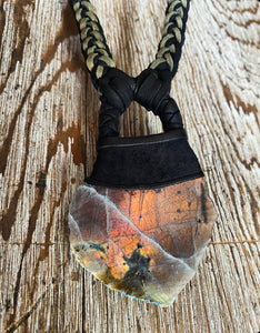 Black Leather & Labradorite Necklace (SALE)