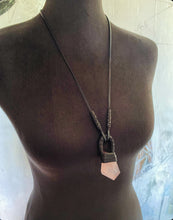 Load image into Gallery viewer, Black Leather &amp; Rose Quartz Necklace(SALE)