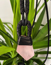 Load image into Gallery viewer, Black Leather &amp; Rose Quartz Necklace(SALE)