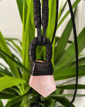 Load image into Gallery viewer, Black Leather &amp; Rose Quartz Necklace(SALE)