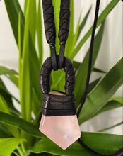 Load image into Gallery viewer, Black Leather &amp; Rose Quartz Necklace(SALE)