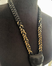 Load image into Gallery viewer, Leather &amp; Megaladon Tooth Braided Necklace