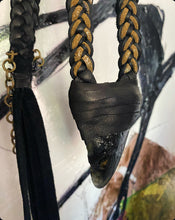 Load image into Gallery viewer, Leather &amp; Megaladon Tooth Braided Necklace