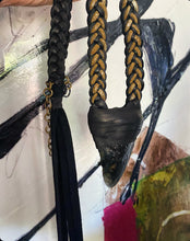 Load image into Gallery viewer, Leather &amp; Megaladon Tooth Braided Necklace