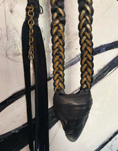 Load image into Gallery viewer, Leather &amp; Megaladon Tooth Braided Necklace