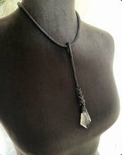 Load image into Gallery viewer, A Black Leather &amp; Quartz Drop Necklace w/ Rattlesnake Vertebrae