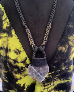 Black Leather & Labradorite Necklace (SALE)